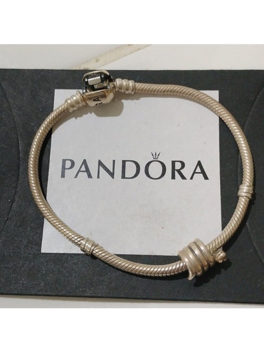 Pandora Sterling Silver 7" Snakechain Bracelet w/ Coiled Snake Charm 790171